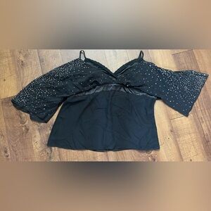 NWT torrid black chiffon sequin blouse black Sz 4 plus size